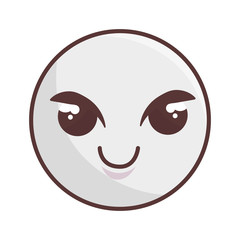 kawaii cartoon face expression emoticon vector illustration