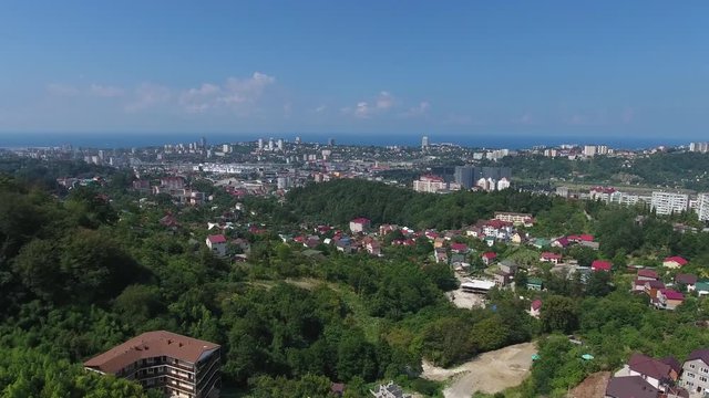 Aerial view on Sochi city at summer, Russia, 4k
