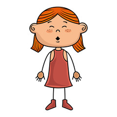 girl kid cartoon smiling wearing pink dress vector illustration