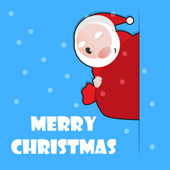 Merry Christmas greeting card with happy cartoon Santa vector il
