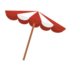red and white striped beach parasol summer object. vector illustration - obrazy, fototapety, plakaty