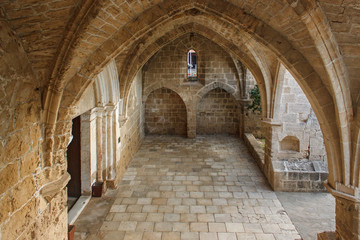 Fototapeta na wymiar Arches and walls of the Abbey of Bellapais Northern Cyprus.