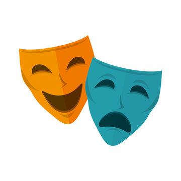 drama and comedy mask. happiness and sadness faces. vector illustration