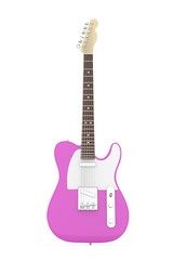 Fototapeta na wymiar Isolated purple electric guitar on white background. Musical instrument for rock, blues, metal songs. 3D rendering.