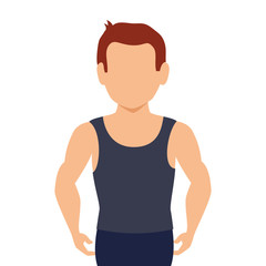 Fototapeta premium avatar muscle man and wearind dark clothes. fitness lifestyle. vector illustration