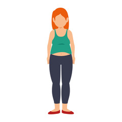 fat woman female body. weight unhealthy lifestyle. vector illustration