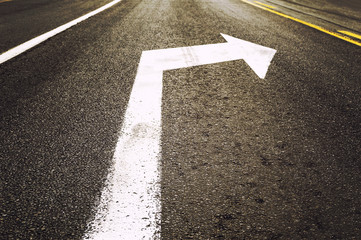 Fototapeta premium Double white line on asphalt road.