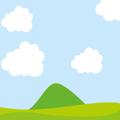 Fototapeta premium beautiful field landscape drawn vector illustration design