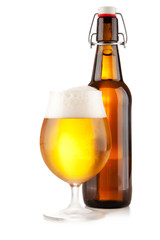 Beer glass on white background