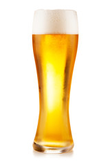 Beer glass on white background