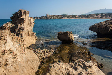 Fototapeta na wymiar Turtle Beach Alagadi in the Mediterranean near Kyrenia (Girne) in Northern Cyprus.