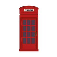 red british telephone cabin. london symbol. vector illustration