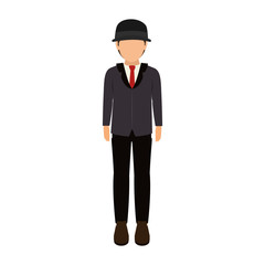 avatar london man wearing suit and hat cartoon. vector illustration 