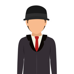 avatar london man wearing suit and hat cartoon. vector illustration 