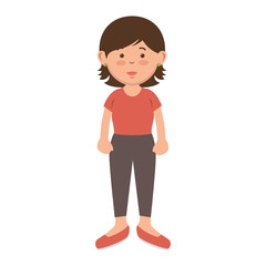 avatar adult woman cartoon wearing pink shirt. vector illustration