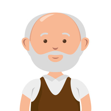 avatar senior man with beard. cartoon old person. vector illustration  
