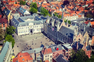 Fotobehang Luchtfoto van Brugge (Brugge), België © Dmitry Rukhlenko