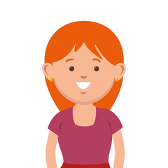 avatar adult woman cartoon wearing pink shirt. vector illustration