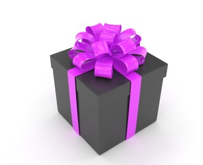 gift box with bows isolated on white. 3d rendering.
