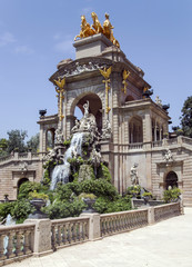 Fototapeta premium Cascade fountain of Parc de la Ciutadella in Barcelona, Spain. It was erected by Josep Fontsere and to a small extent by Antoni Gaudi, who at that time was still an unknown student of architecture