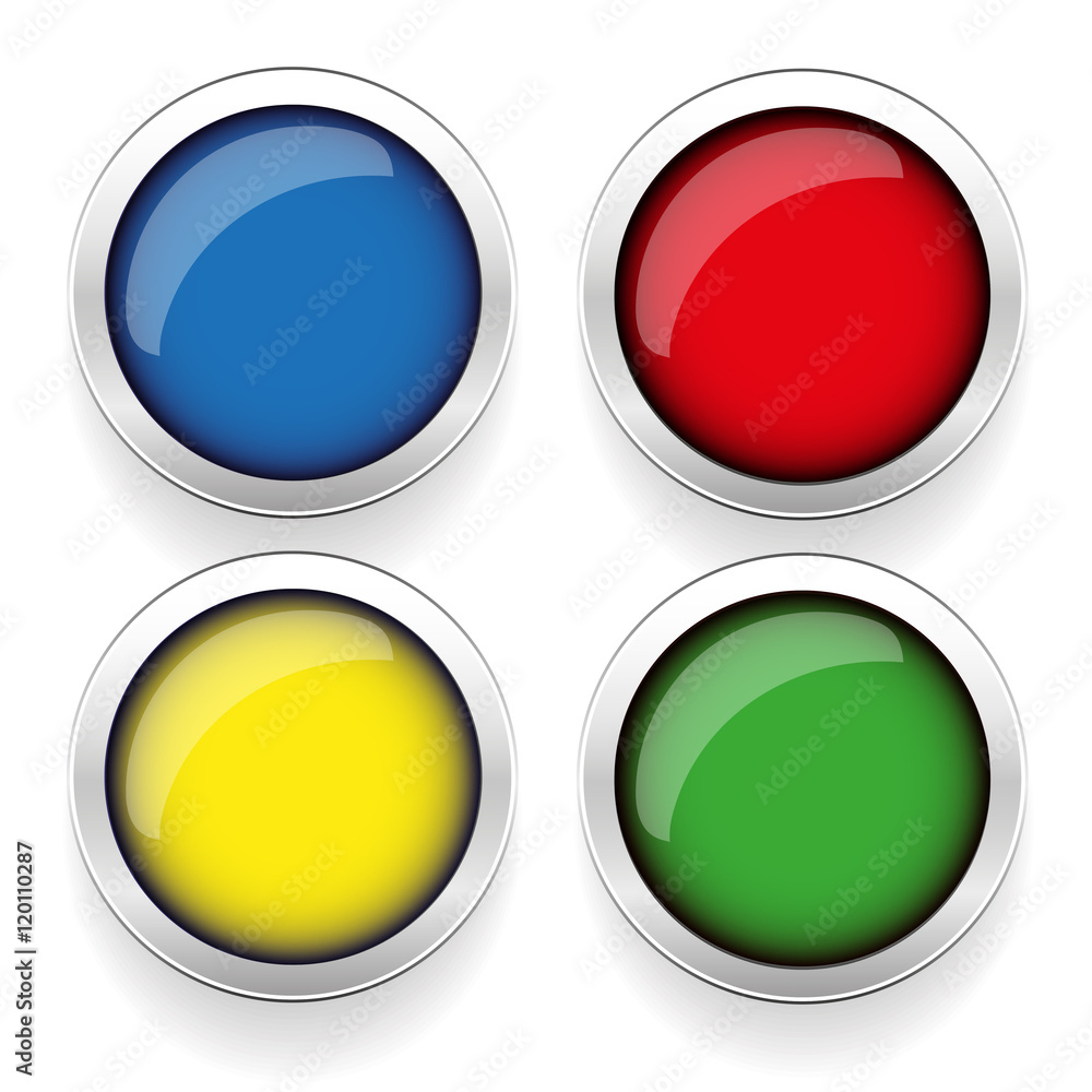 Poster Empty round button set vector