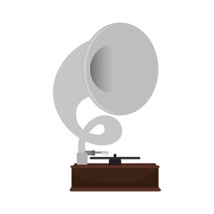 gramophone vynil musical device. retro music object. vector illustration