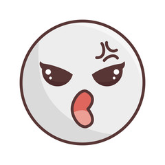 kawaii cute cartoon angry expression face emoticon. vector illustration