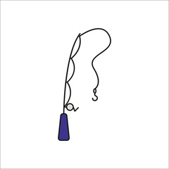 Fishing rod sign flat icon on background