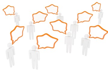 people with talk bubbles isolated over a white background. 3d rendering.