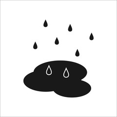 Water drop or rain puddle sign silhouette icon on background