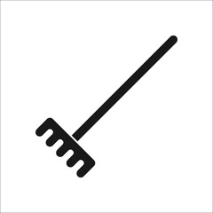 Garden Rake sign silhouette icon on background