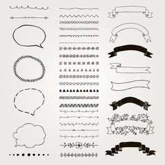 Set of Vector Decorative Hand Drawn Design Elements