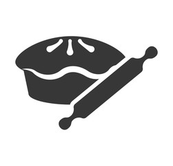 cake and rolling pin icon. Bakery food and shop theme. Isolated design. Vector illustration