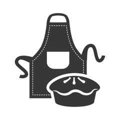 Apron and cake icon. Bakery food and shop theme. Isolated design. Vector illustration