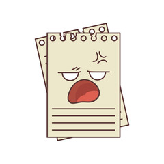 notebook paper page with expression face document copy vector illustration