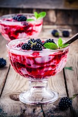 yogurt parfait with blackberry and mint