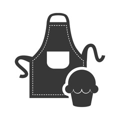 Apron and muffin icon. Bakery food and shop theme. Isolated design. Vector illustration