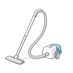 Vector illustration of vacuum cleaner isolated on white background.