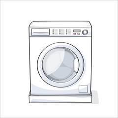 Vector illustration of washing machine isolated on white background.
