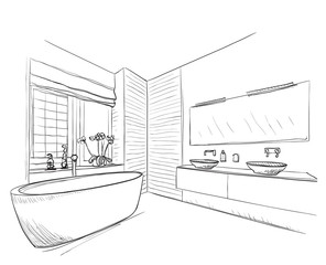 Hand drawn Bathroom