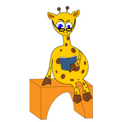 illustration giraffe reading a book