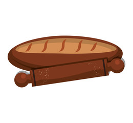 Bread and rolling pin icon. Bakery food and shop theme. Isolated design. Vector illustration