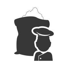 Chef and ingredient icon. Bakery food and shop theme. Isolated design. Vector illustration