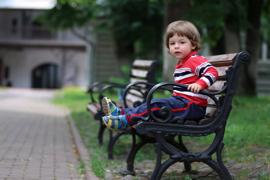 Boy Kid Bench Parl Alone