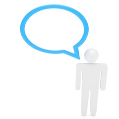 3d man with talk bubbles isolated over a white background. 3d rendering.