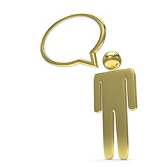 3d man with talk bubbles isolated over a white background. 3d rendering.