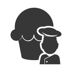 Chef and muffin icon. Bakery food and shop theme. Isolated design. Vector illustration