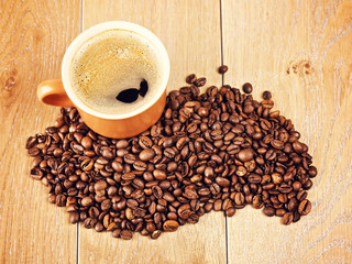 Coffee Cup On Wooden Table