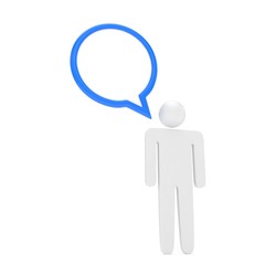 3d man with talk bubbles isolated over a white background. 3d rendering.