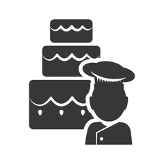 Chef and cake icon. Bakery food and shop theme. Isolated design. Vector illustration